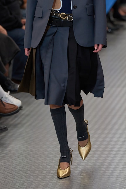 Miu Miu SS25: The socks stop at about the middle of the foot.