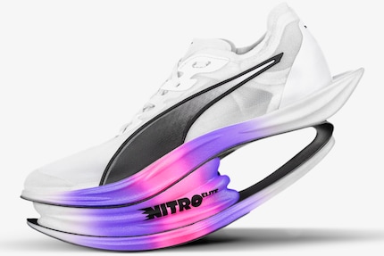 Die Schuhe wirken, als könnten sie Läuferinnen und Läufer meterweit durch die Luft katapultieren.