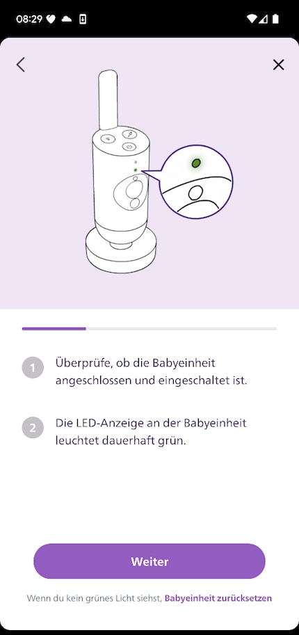 Ik kan niet fout gaan bij het koppelen van de app met de camera.