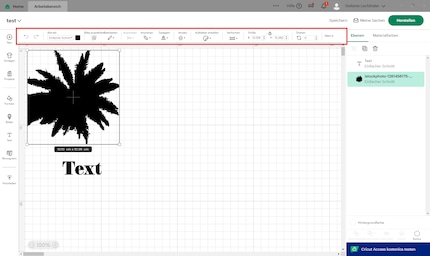 Screenshot Cricut Design Space