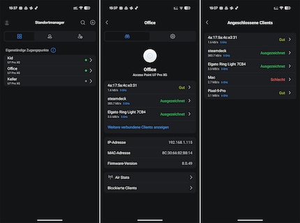 Zonder Unifi-netwerk kan ik de Ubiquiti access points alleen bedienen vanaf mijn smartphone.