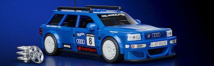 Der Audi RS2 Avant im 1:32 Massstab mit beweglichen Türen und abnehmbarem Dach.