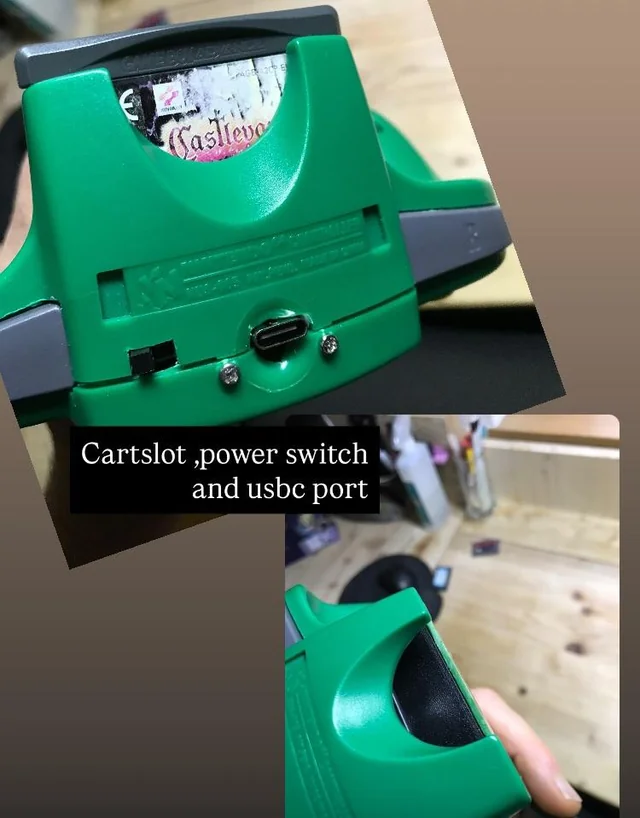 Game Boy Advance modules can be plugged into the back and charged via USB-C.