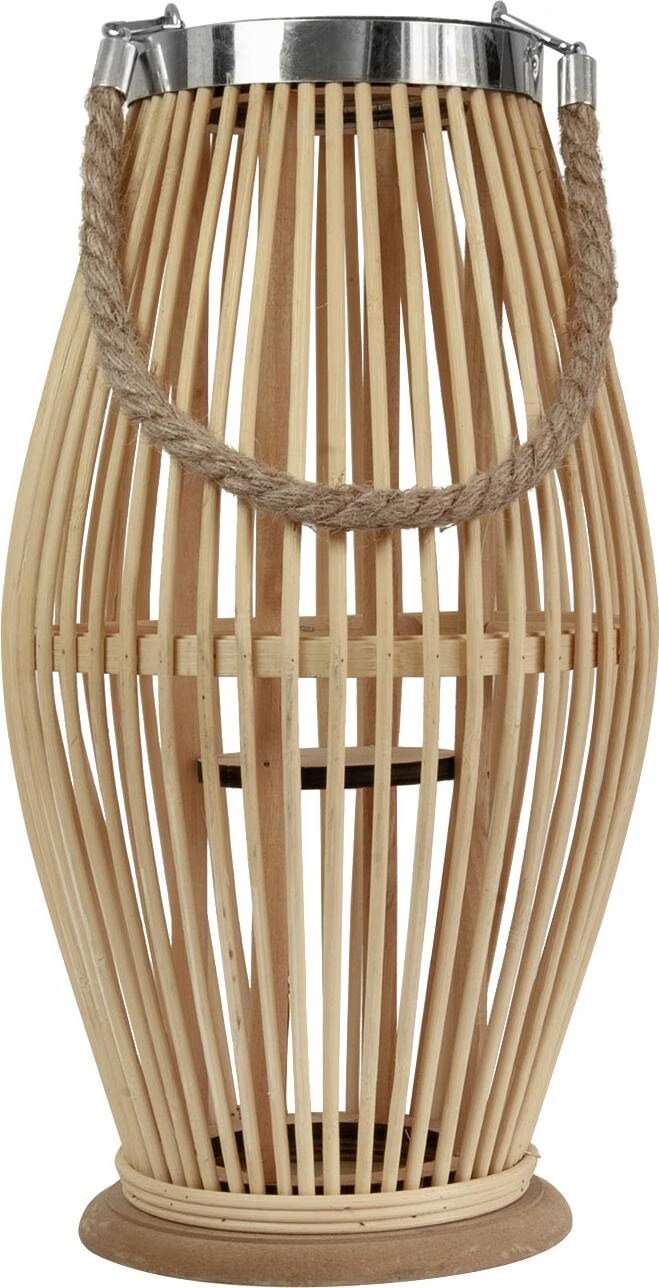 Natura Punto Laterne aus Bambus mit Windlicht aus Glas