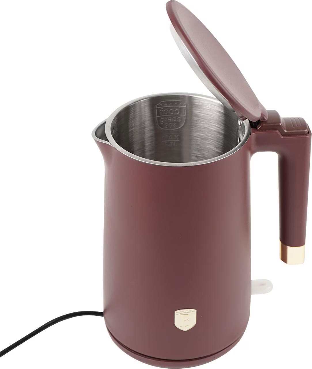 Berlinger Haus, Elektrische glazen waterkoker, bordeauxrode collectie, 360 graden draaibare basis, kokende droogbeveiliging, automatische uitschakeling, blauw ledlicht, 1,7 l Berlinger Haus, Elektrische glazen waterkoker, bordeauxrode collectie, 360 graden draaibare basis, kokende droogbeveiliging, automatische uitschakeling, blauw ledlicht, 1,7 l