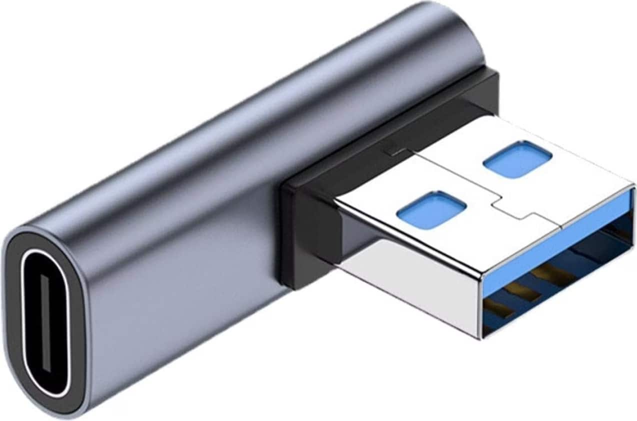 usb C 180 graden adapter, 2 stuks USB C hoekstekker met 10 Gbps, 4K @60Hz en PD100W snel opladen voor Steam Deck, voor switch, laptop en tablet, compatibel met SAMSUNG